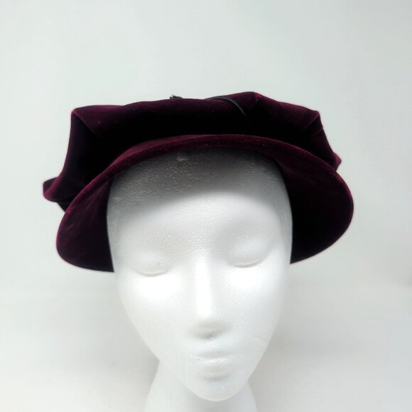 Vintage Neiman Marcus Burgundy Hat Velvet Mushroom